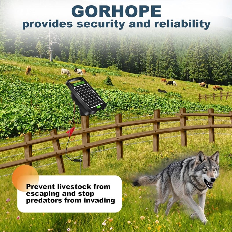 Gorhope 20 Miles Solar Electric Fence Charger,Output 0.32J Electric Fenc e Charger,24-Hour Uninterrupted Protection Solar Fence Chargers, Solars Fence Energizerr That can Work for 14 Days Without Sunlight - Image 5